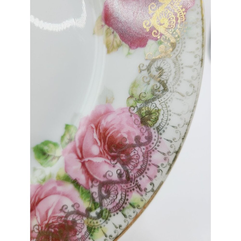 Antique Stanowitz Striegau Rose Porcelain Salad Plates 1920-1933 Set Of 5 - Picture 5 of 12
